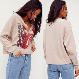 Daydreamer Beige Rolling Stones Long Sleeve Tee